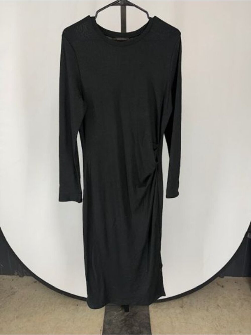 Banana Republic Black Luxespun Side Ruched Knit Sweater Midi Dress - Picture 2 of 6